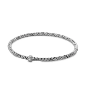 Hulchi Belluni 18K White Gold Tresore Stretch Bracelet with Diamonds