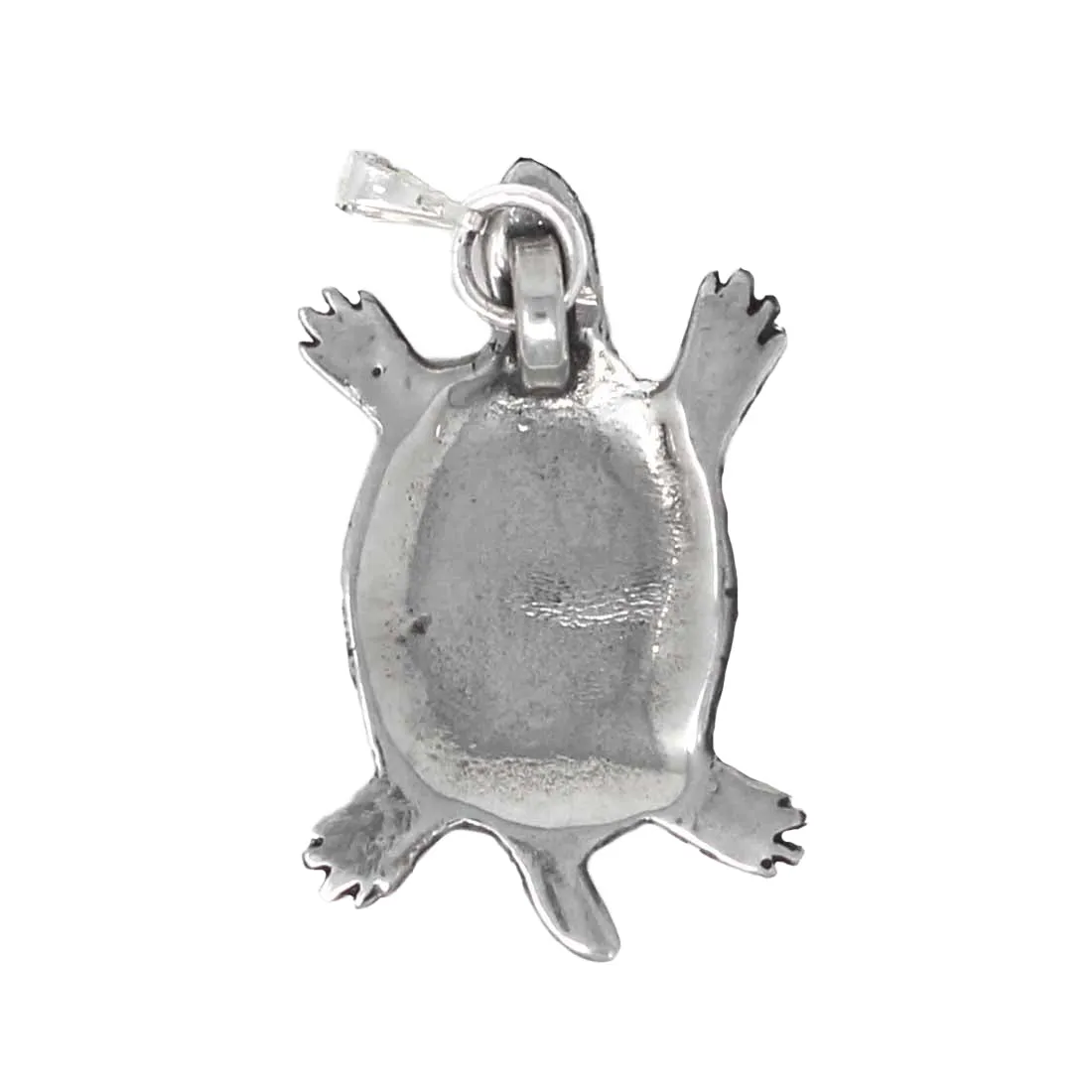 Inlaid Stone Turtle Alpaca Silver Pendant Artisana