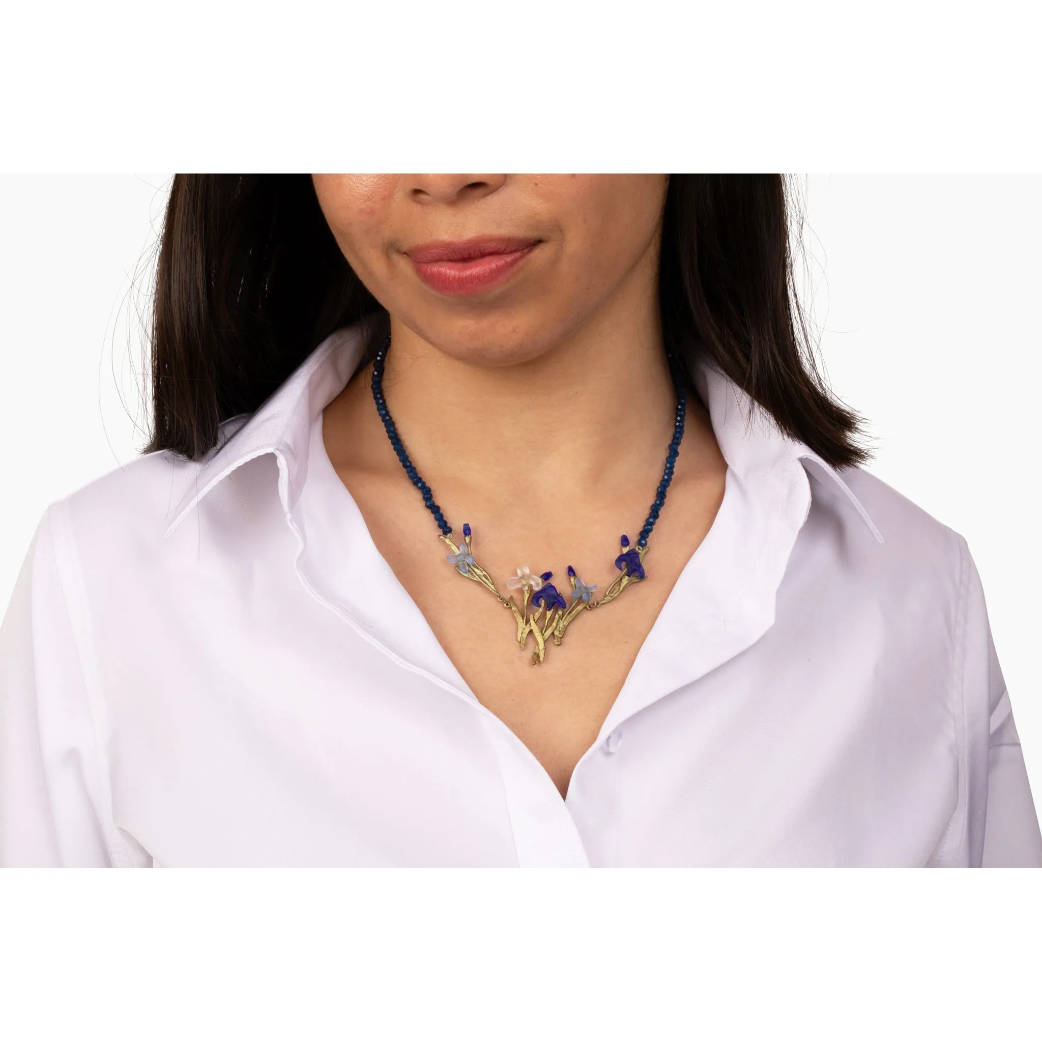 Irises Lapis & Glass Statement Necklace