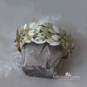 Johanna stylized organic Eucalyptus leaf crown - Everlasting,  Assorted color options available