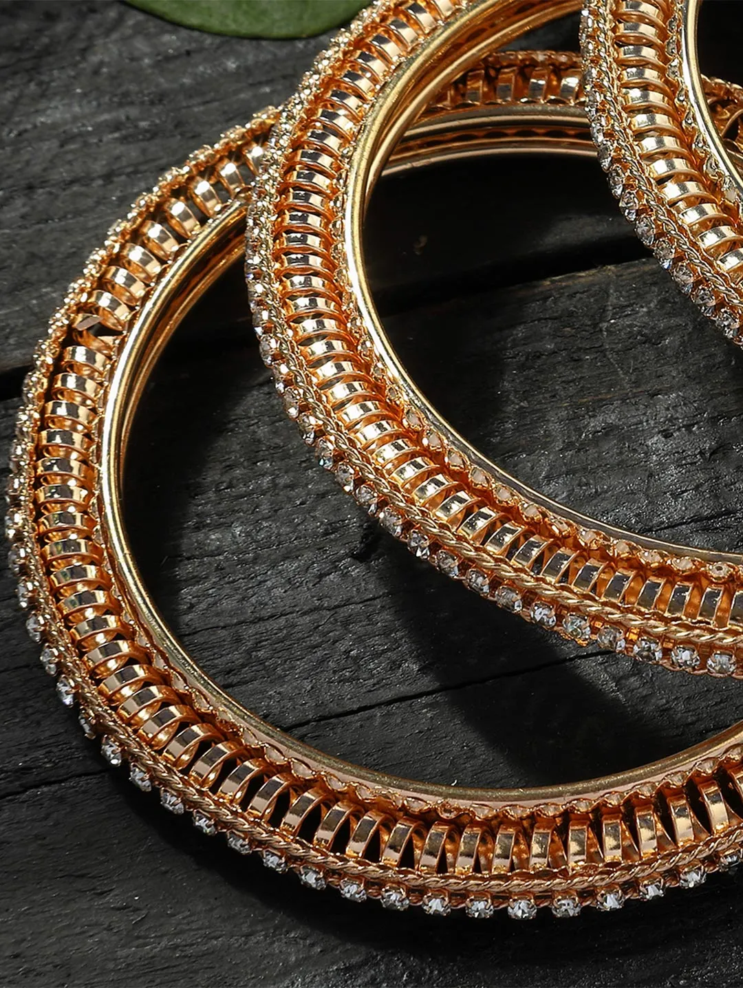 Johar Kamal Trendy American Diamond Golden colour Bangles Jkbangles_005