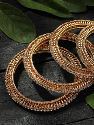 Johar Kamal Trendy American Diamond Golden colour Bangles Jkbangles_005