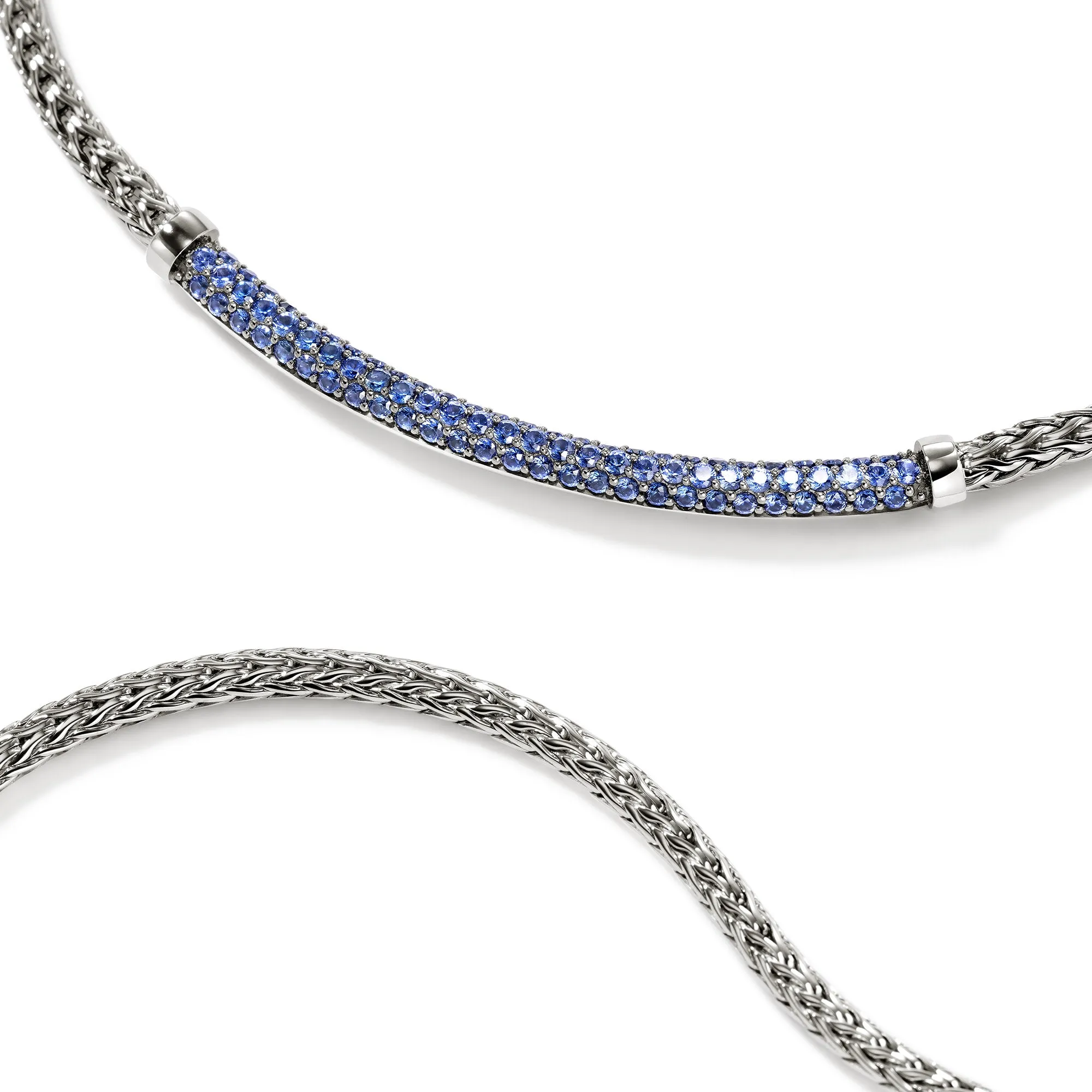 JOHN HARDY ESSENTIAL STERLING SILVER BLUE SAPPHIRE BAR NECKLACE