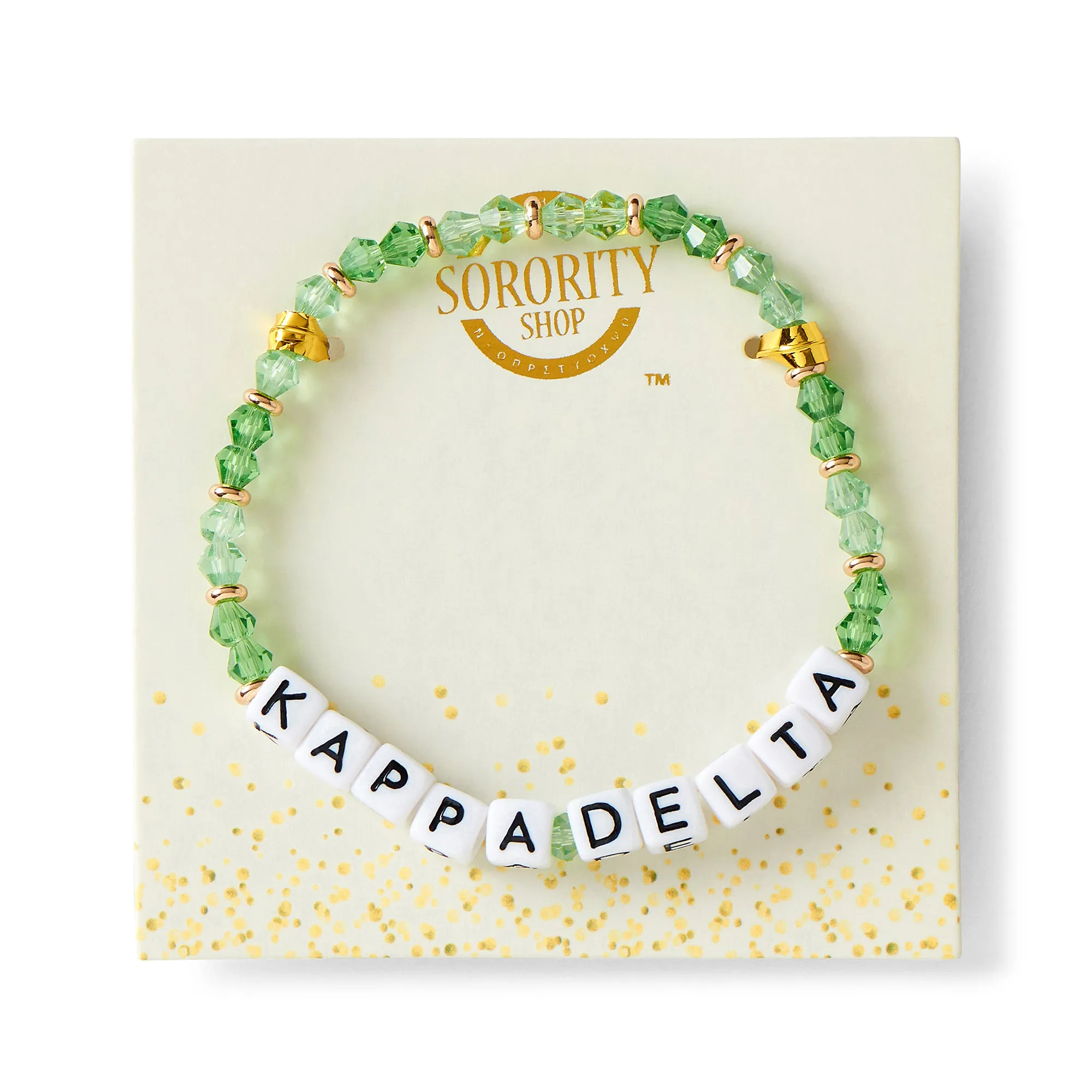 Kappa Delta Bracelet With Glass Beads and 18K Gold Accent Beads