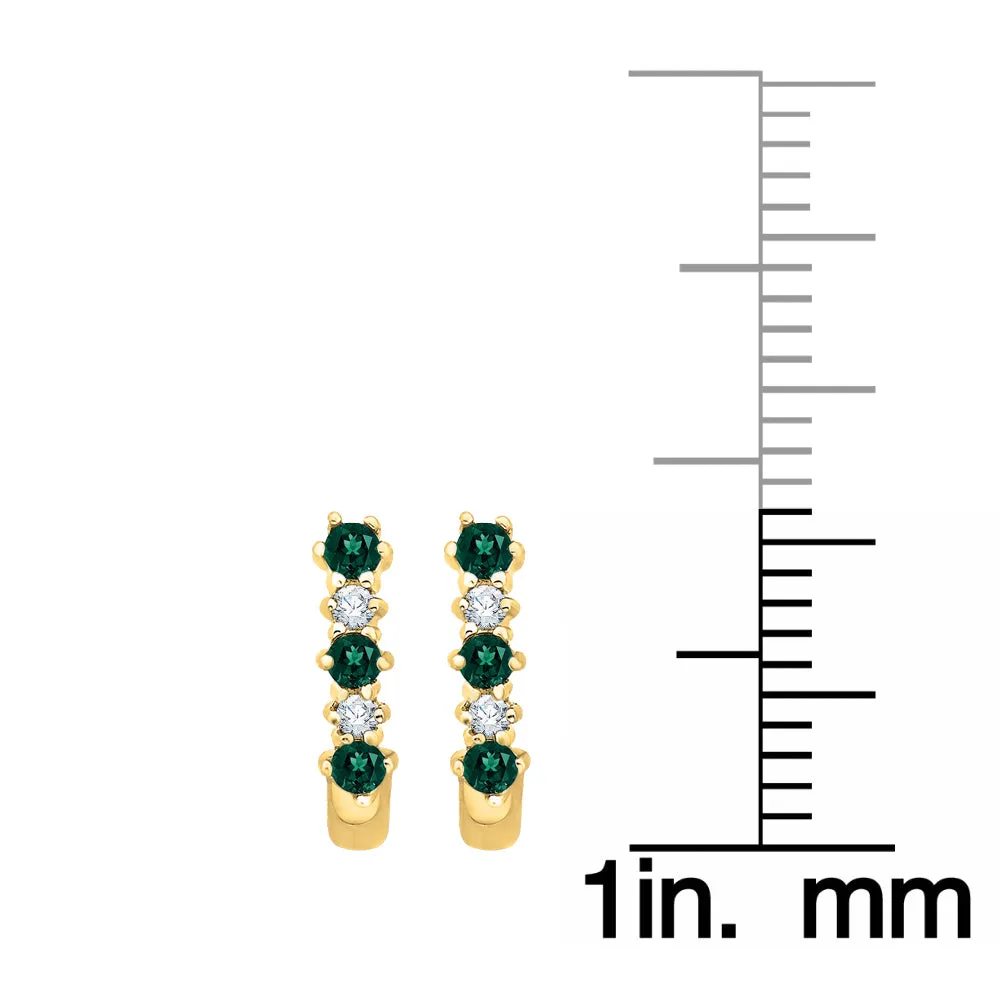 KATARINA Emerald and Diamond J Hoop Earrings (3/8 cttw)