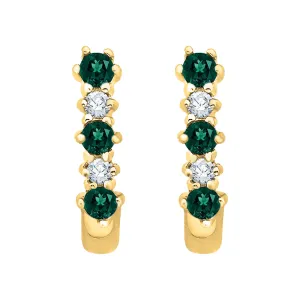 KATARINA Emerald and Diamond J Hoop Earrings (3/8 cttw)