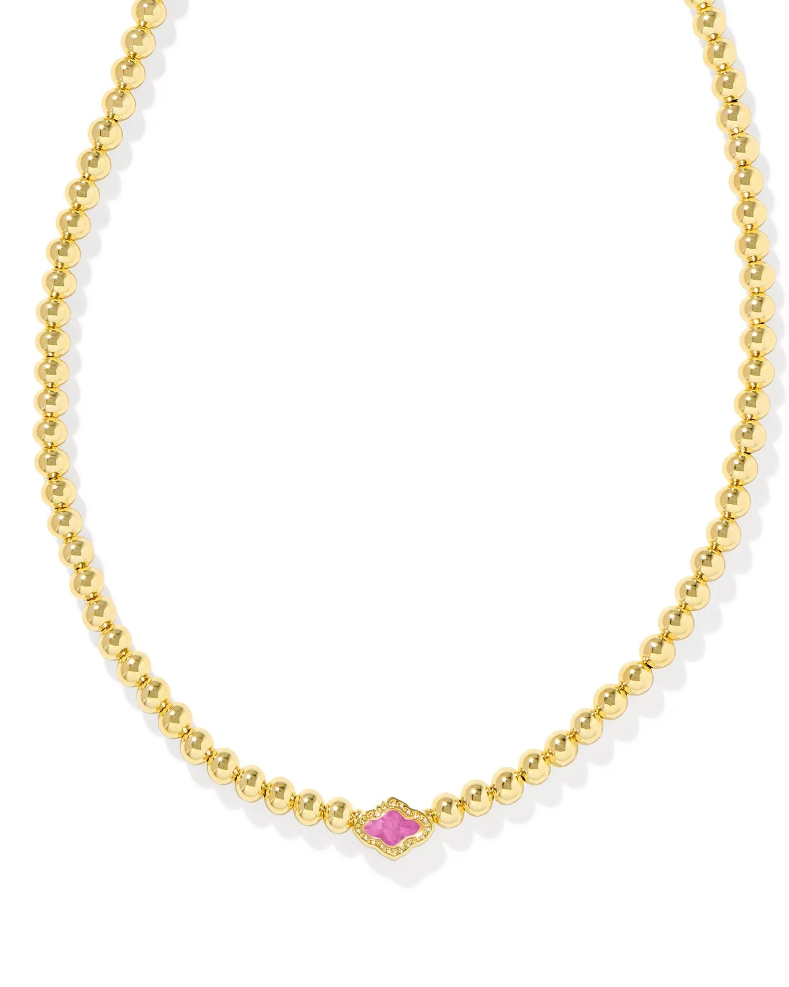 Kendra Scott Abbie Gold Beaded Necklace in Azalea Illusion