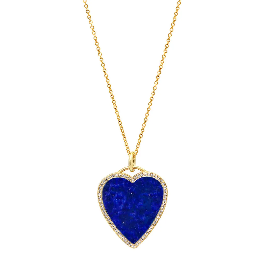 Lapis Inlay Heart Necklace with Diamonds