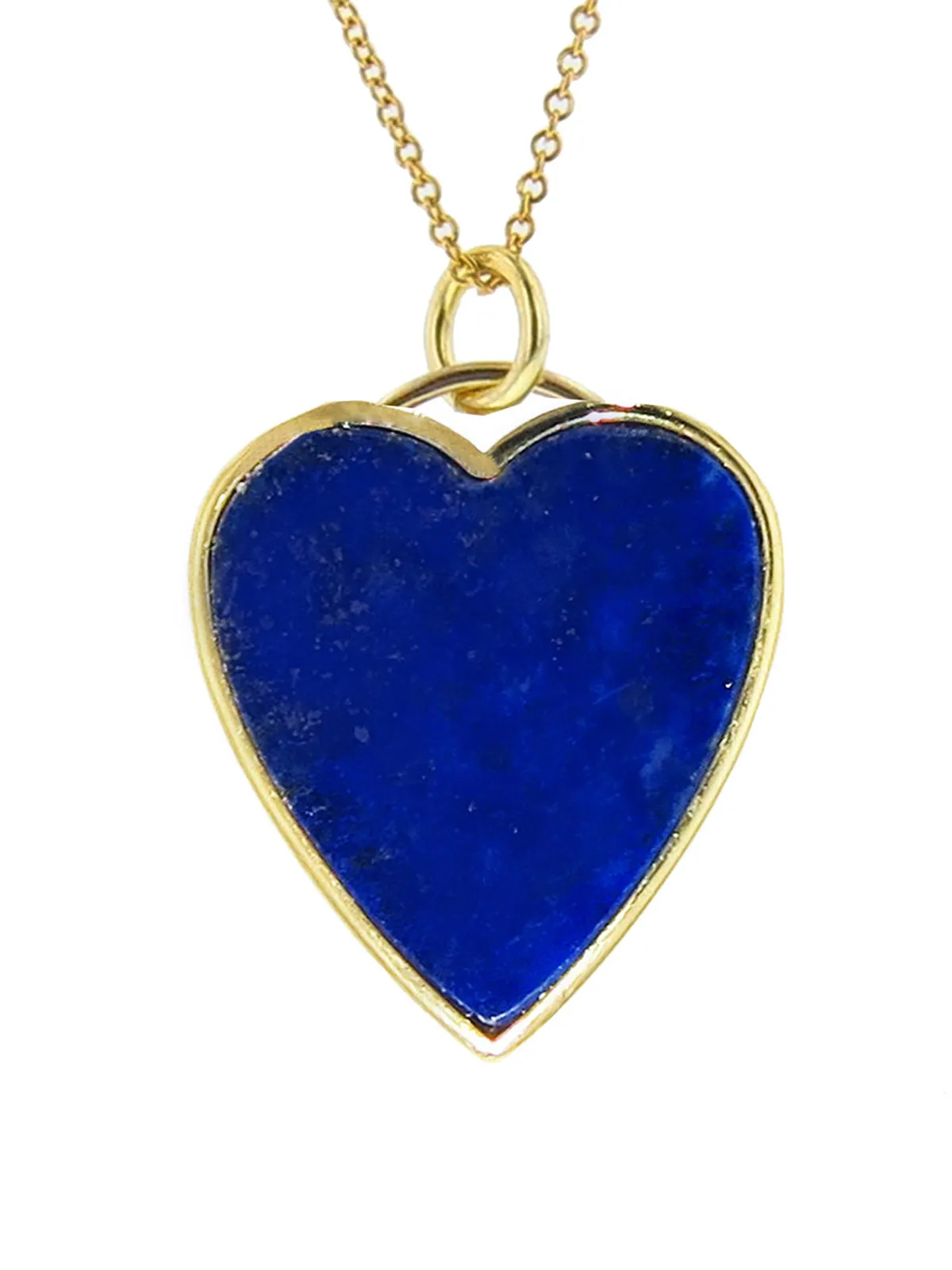 Lapis Inlay Heart Yellow Gold Necklace