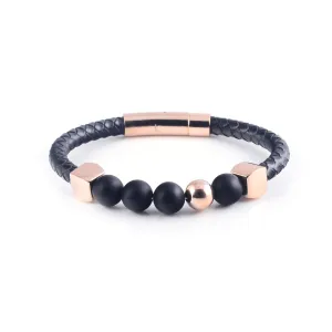 Lava Leather Bracelet in Rose Gold (Size M)