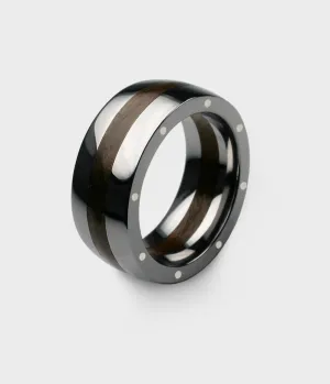 London Oak Geo Ellipse Ring in Titanium, Size K1/2