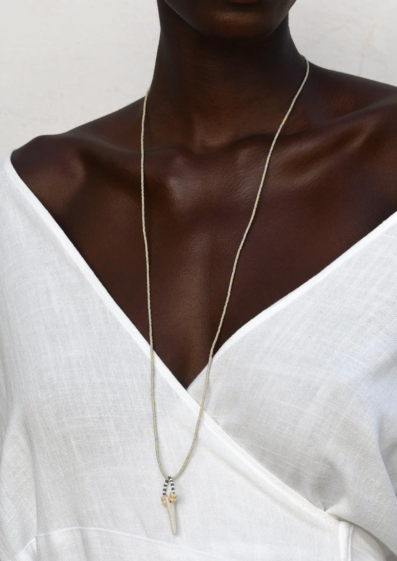 Long Pendant Origin Necklace - WHITE/IVORY/GRAY