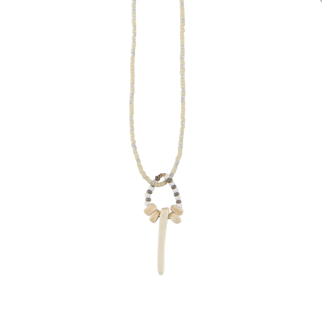 Long Pendant Origin Necklace - WHITE/IVORY/GRAY