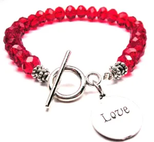 Love Circle Crystal Beaded Toggle Style Bracelet