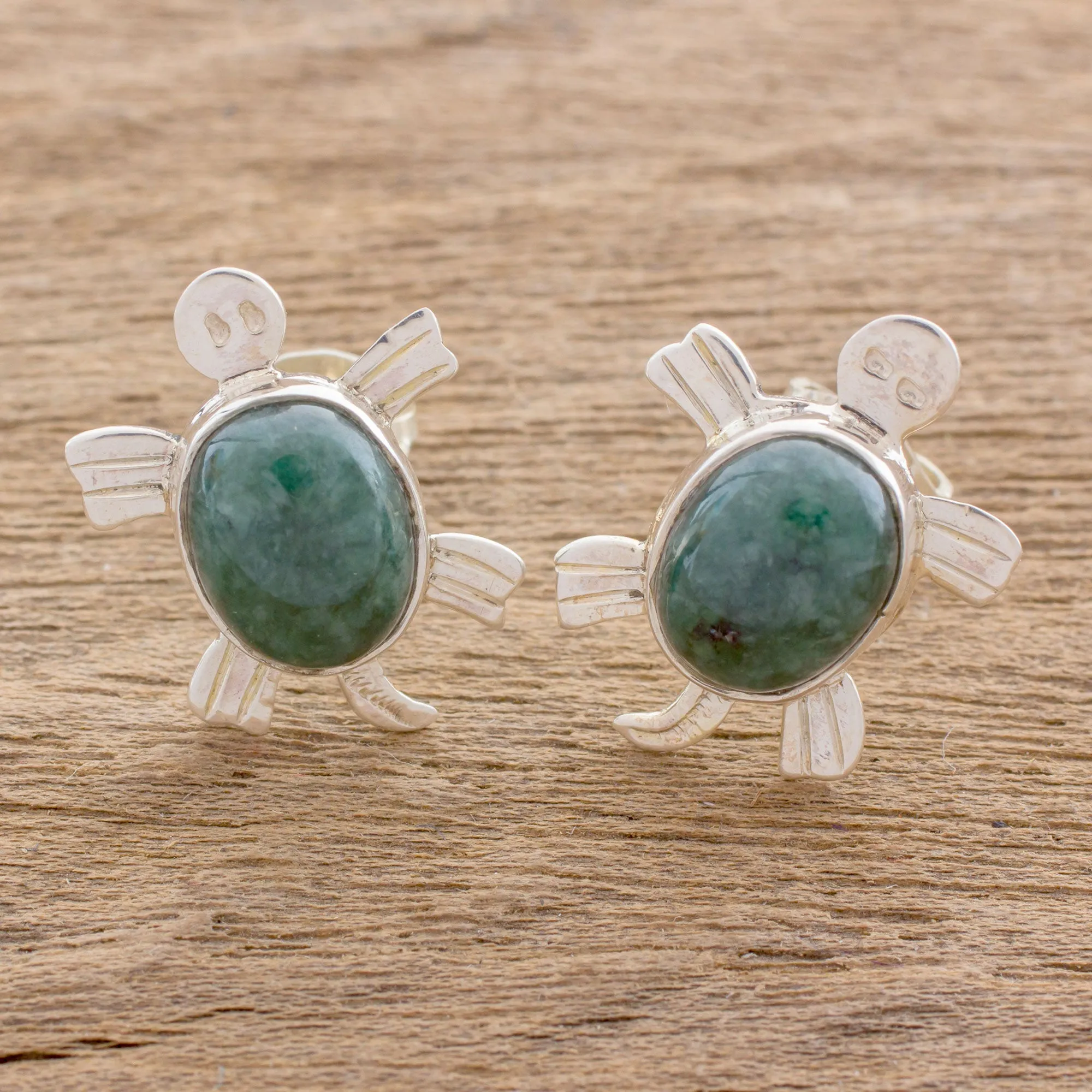 Marine Turtles Jade button earrings