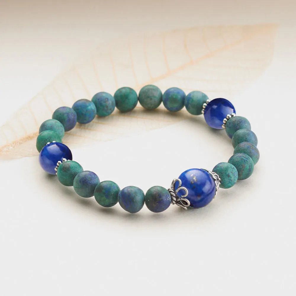 Matte Azurite and Lapis Stretchy Mala