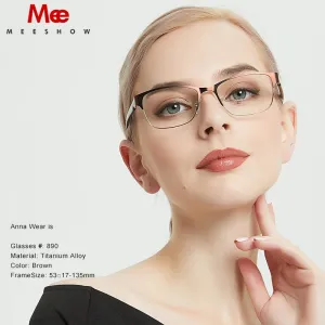 Meeshow Women's Eyeglasses Square Titanium Allow 809