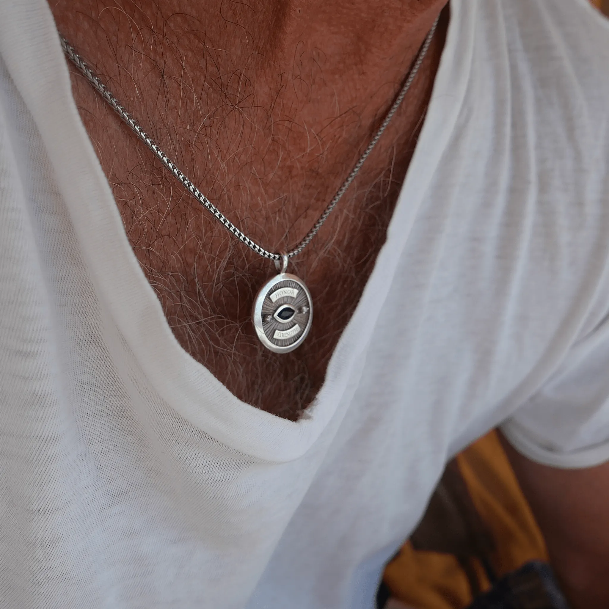 Men’s Sterling Silver Eye of Protection Coin Pendant