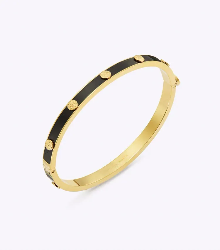 Miller Stud Enamel 5mm Hinge Bracelet - Tory Gold / Black