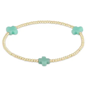 Mint Signature Cross Gold Pattern 2mm Bead Bracelet