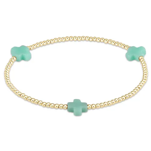 Mint Signature Cross Gold Pattern 2mm Bead Bracelet