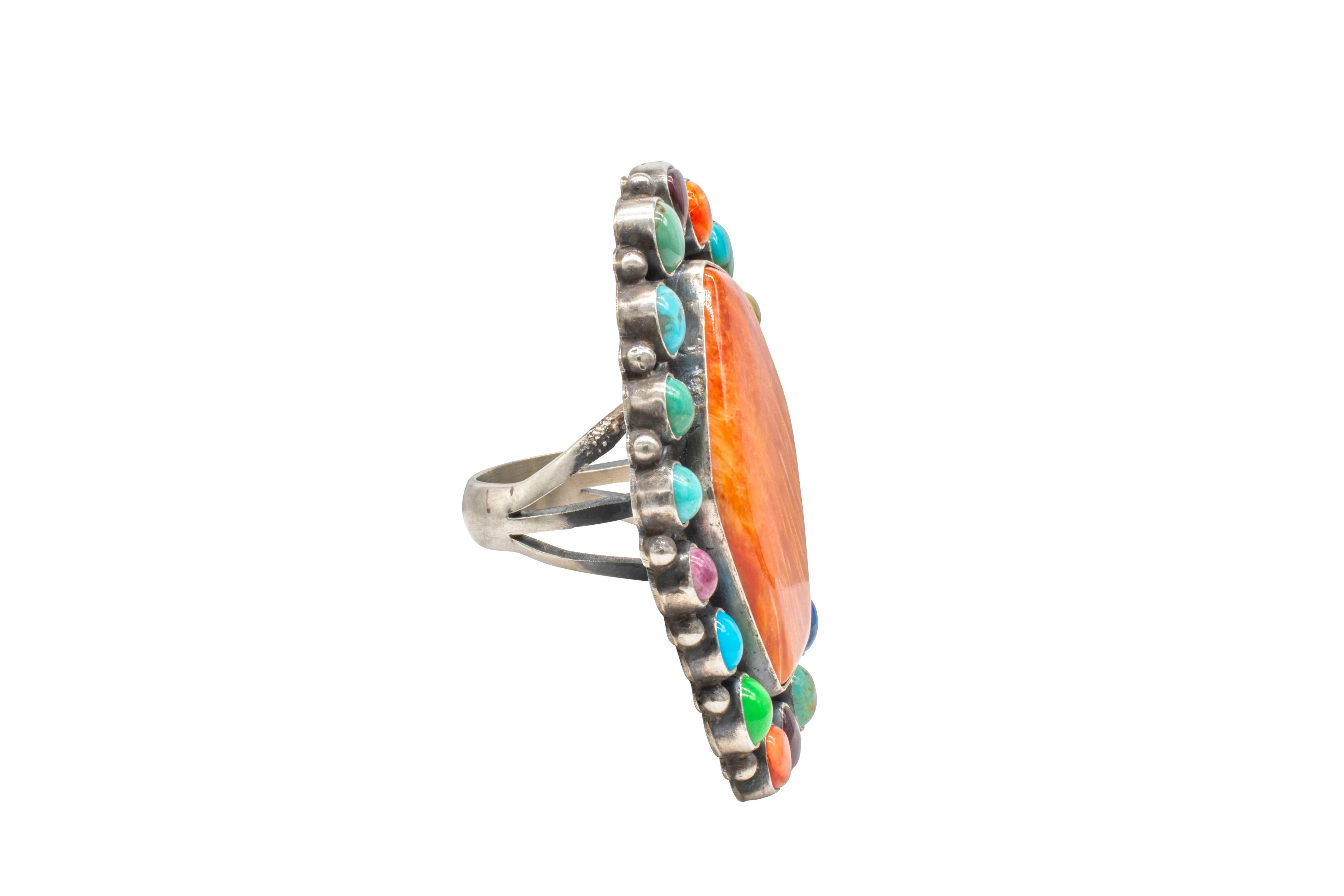 Multi-Stone Spiny Oyster Shell Ring | Anthony Skeets