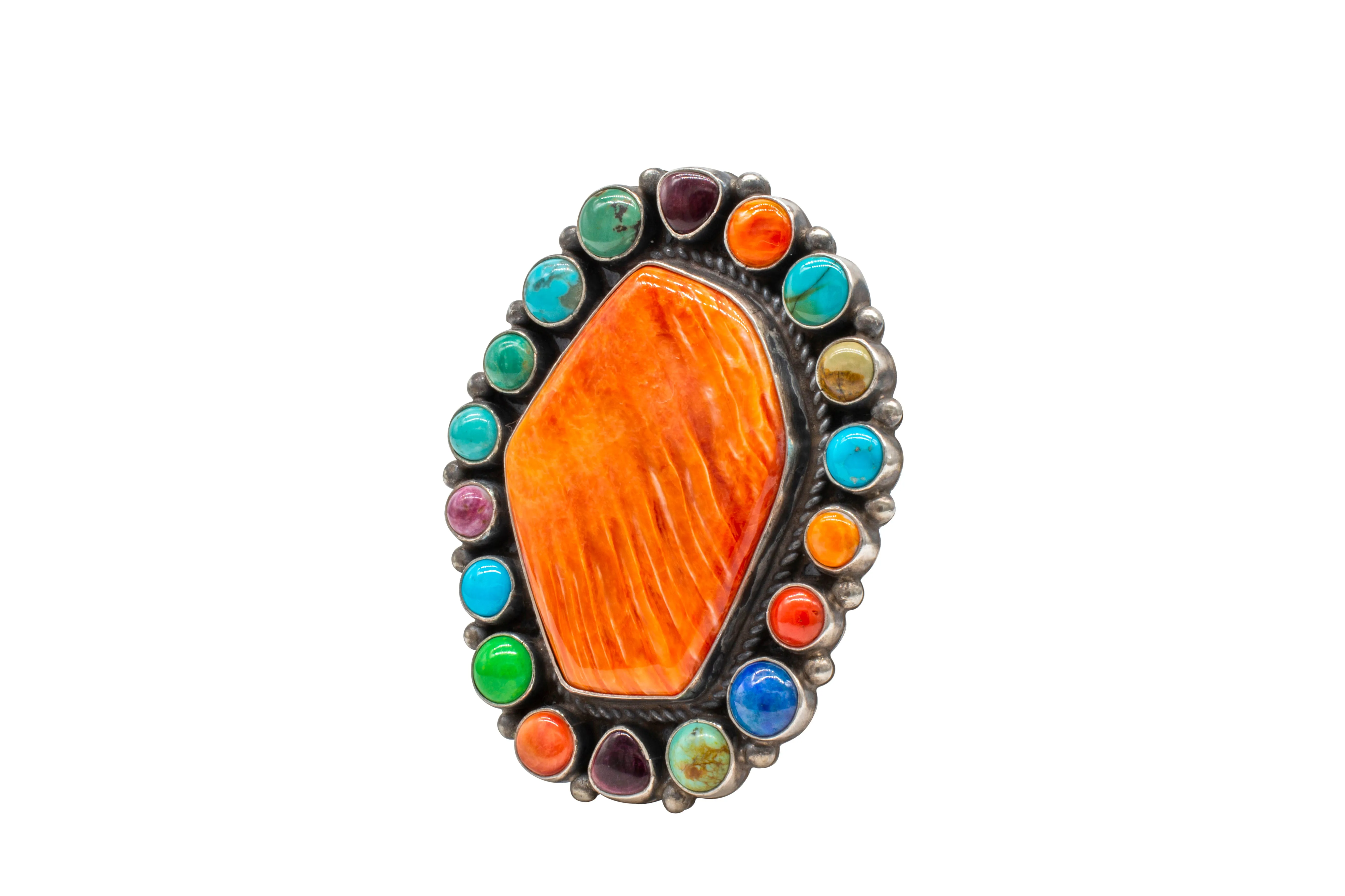 Multi-Stone Spiny Oyster Shell Ring | Anthony Skeets