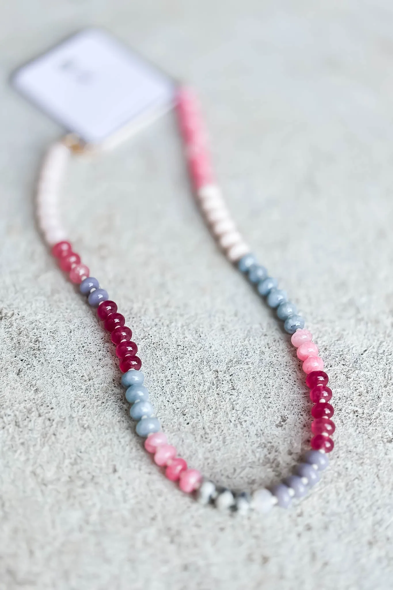 Natural Agate Like Pink Beaded Necklace