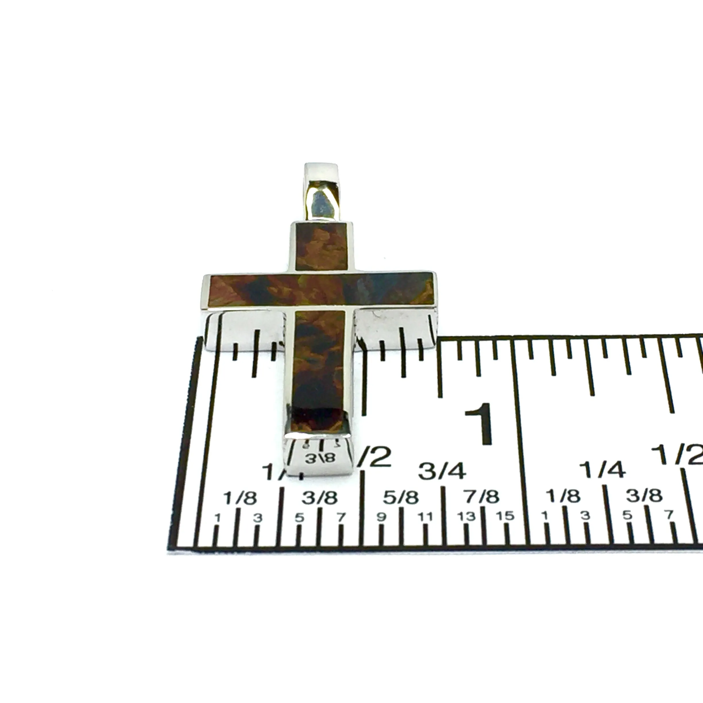 Natural pietersite pendant 3 section inlaid design cross