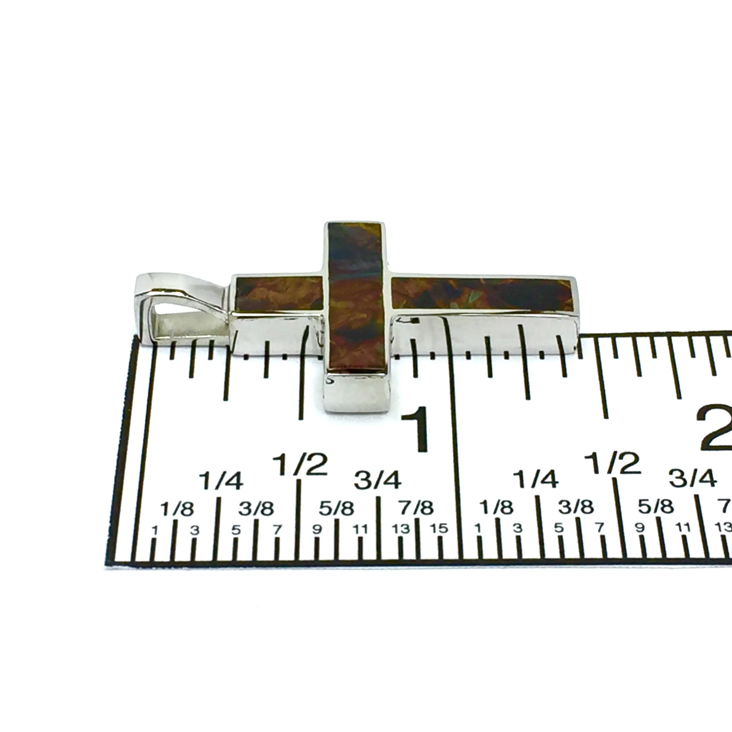 Natural pietersite pendant 3 section inlaid design cross