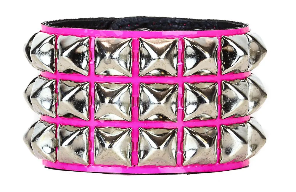 Neon Color Studded Bracelet 2 Row Pyramid