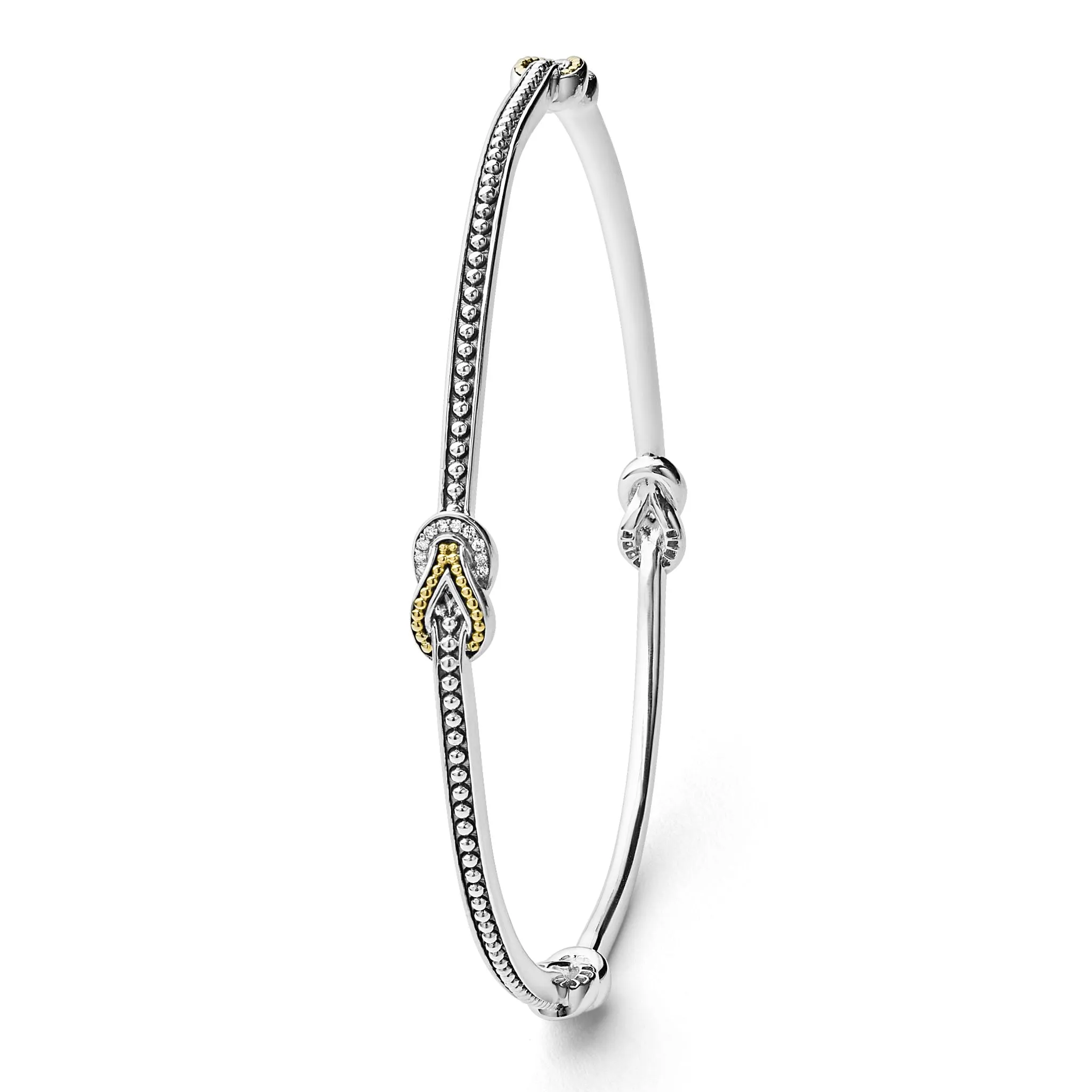 Newport Four Station Two-Tone Knot Diamond Bangle Bracelet