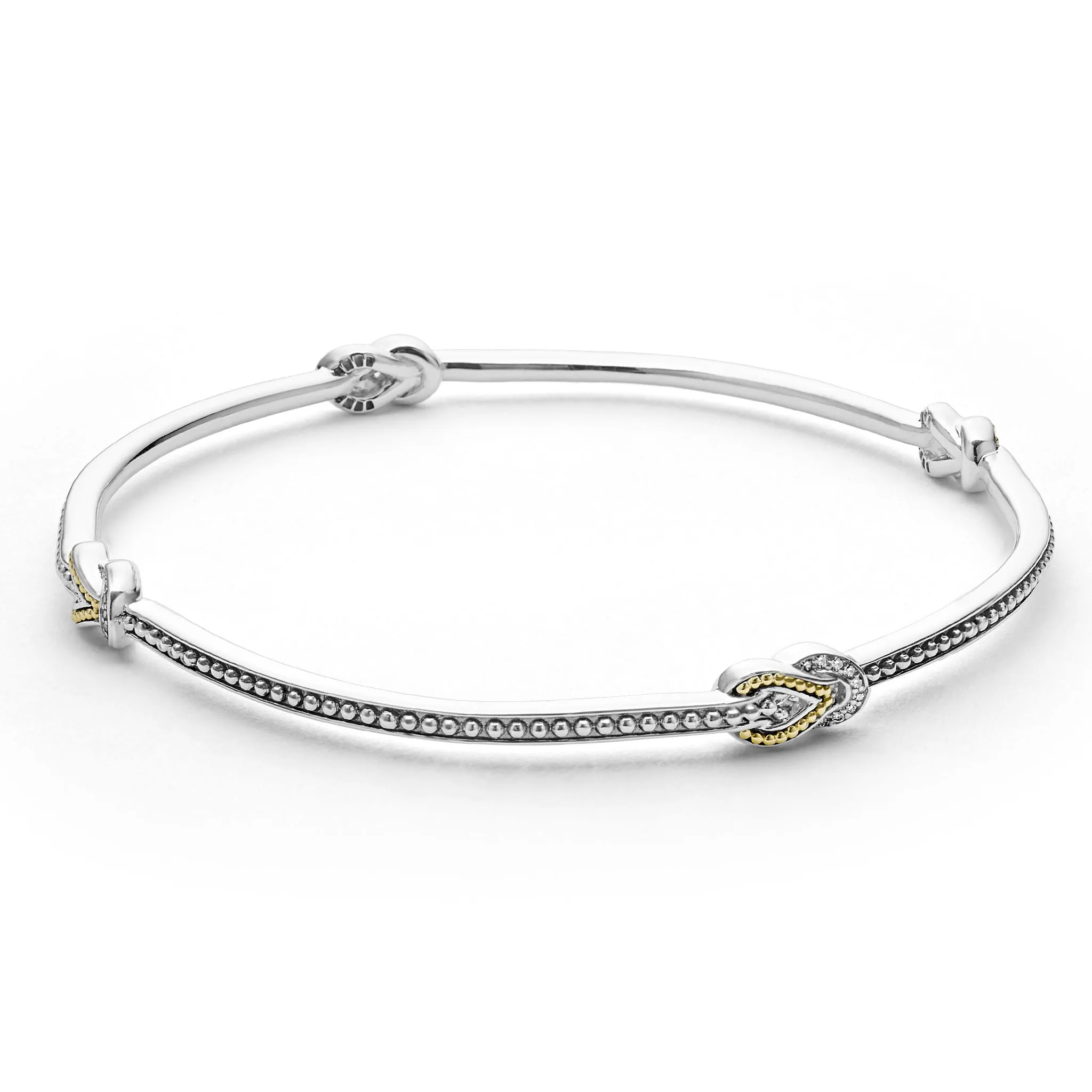 Newport Four Station Two-Tone Knot Diamond Bangle Bracelet