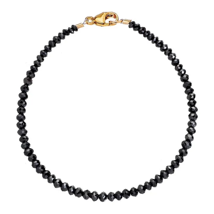 Noir 10Ct Black Diamond Beaded Bracelet in 14k Yellow Gold, 7in