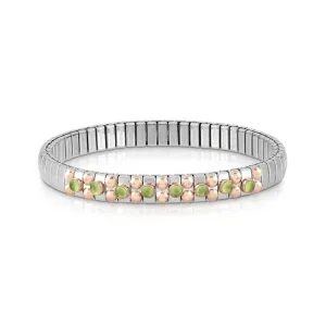 Nomination Extension Stretch Bracelet, Peridot Stones, 9K Rose Gold, Stainless Steel