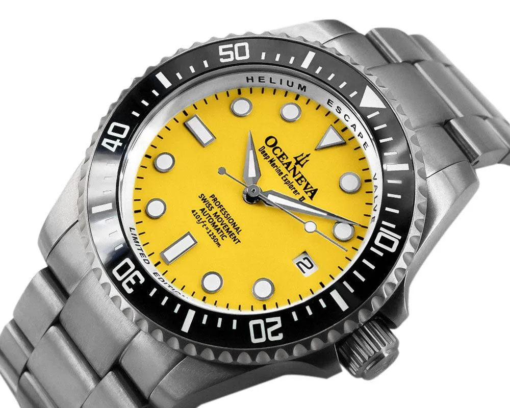 Oceaneva Men's Deep Marine Explorer II 1250M Titanium Watch Yellow