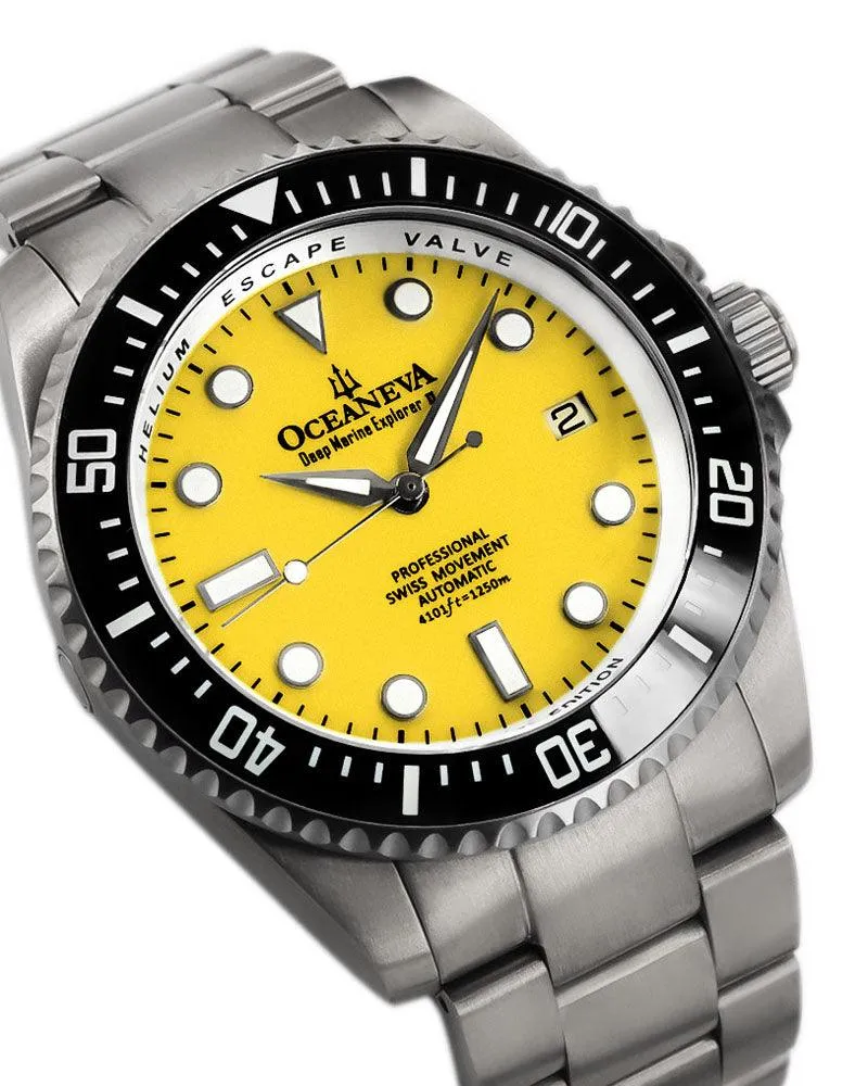 Oceaneva Men's Deep Marine Explorer II 1250M Titanium Watch Yellow