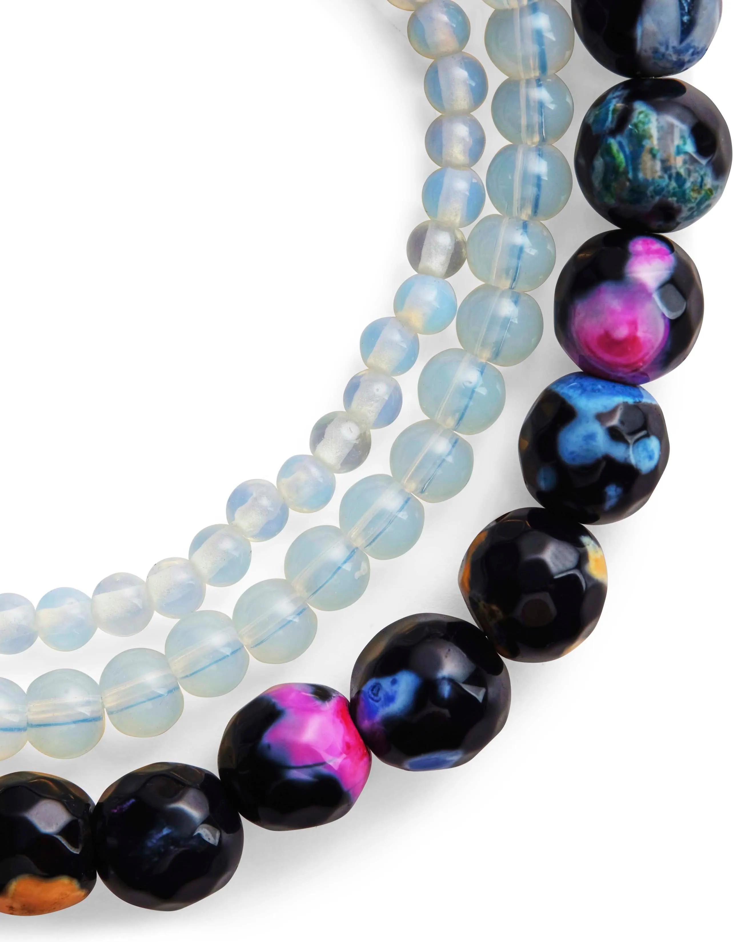 Opalite & Agate Stretch Bracelet Set of 3