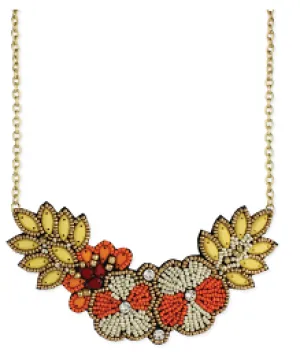 Orange Bead Flower Bib Necklace