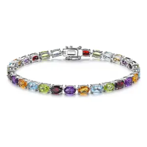 Oval-cut Rainbow Multi-gemstone Bracelet