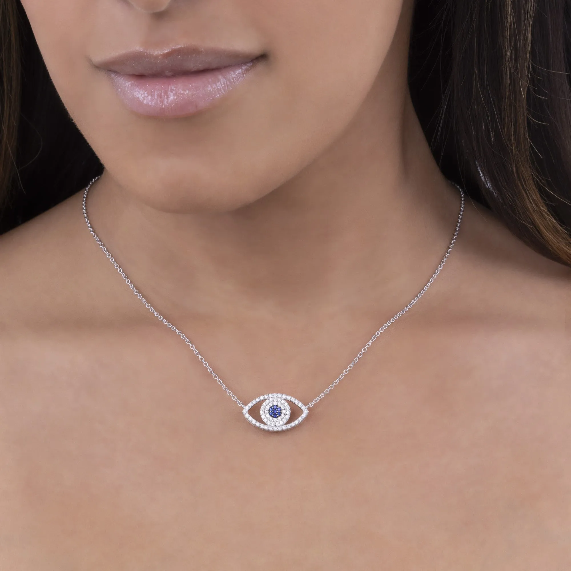 Pave Diamond Evil Eye Necklace