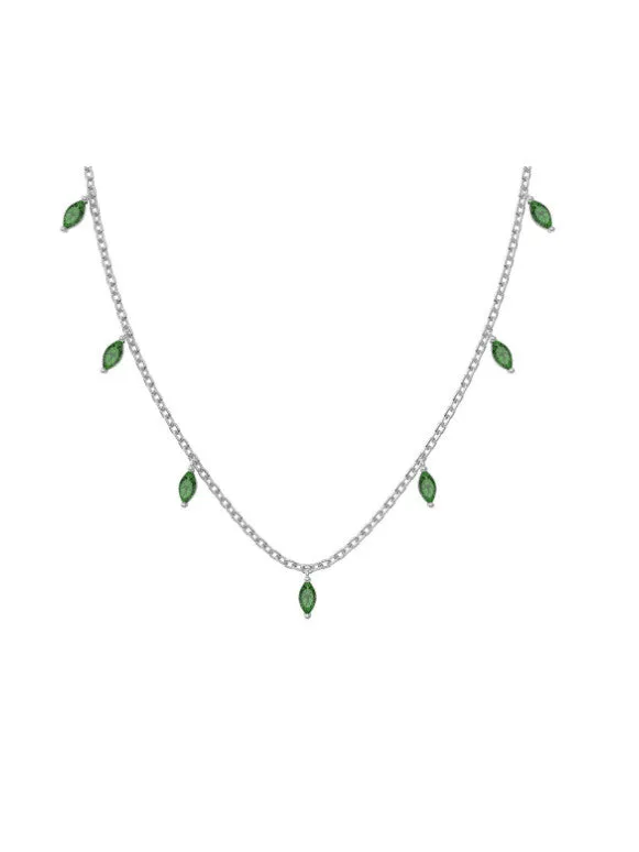 Pear Charm Drop Necklace Dainty Pear-shape Cubic Zirconia Sterling Silver Necklace KESLEY