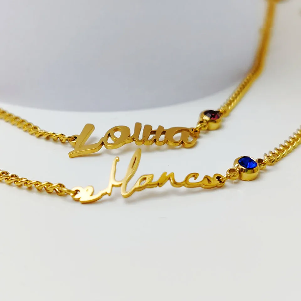 Personalized Birthstone Name Bracelet