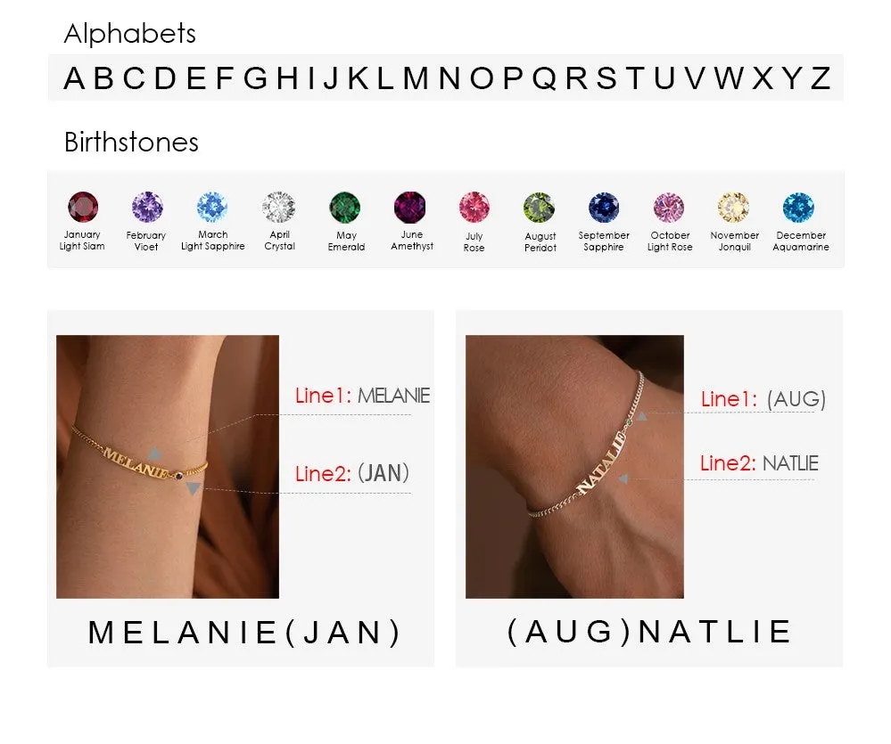 Personalized Birthstone Name Bracelet