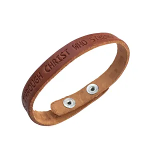 Philippians 4:13 Small Leather Bracelet