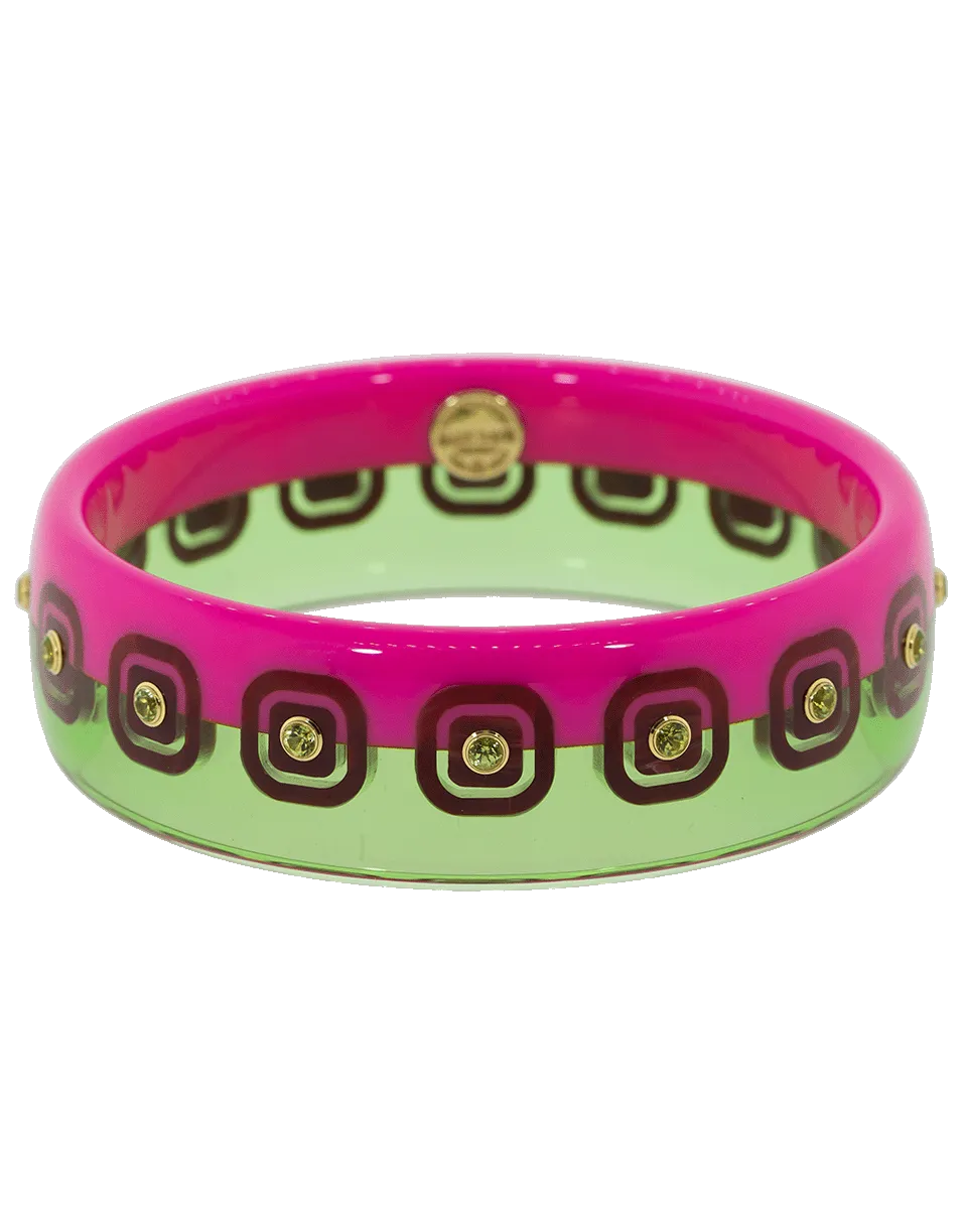 Pink Green Burgundy Bakelite Peridot Bangle