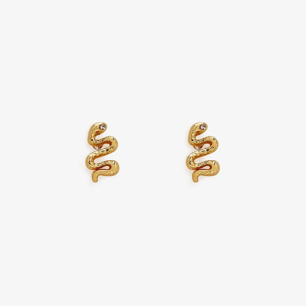 PURA VIDA SNAKE STUD EARRINGS GOLD