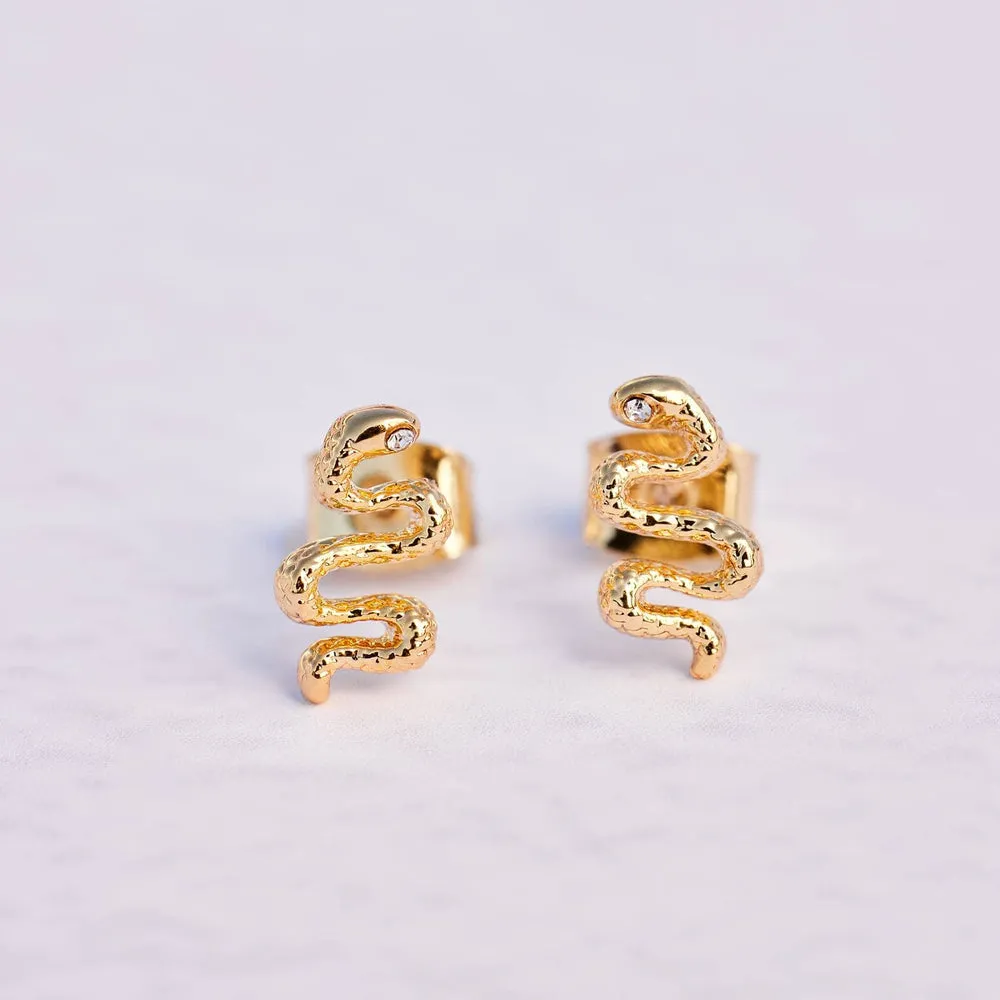 PURA VIDA SNAKE STUD EARRINGS GOLD