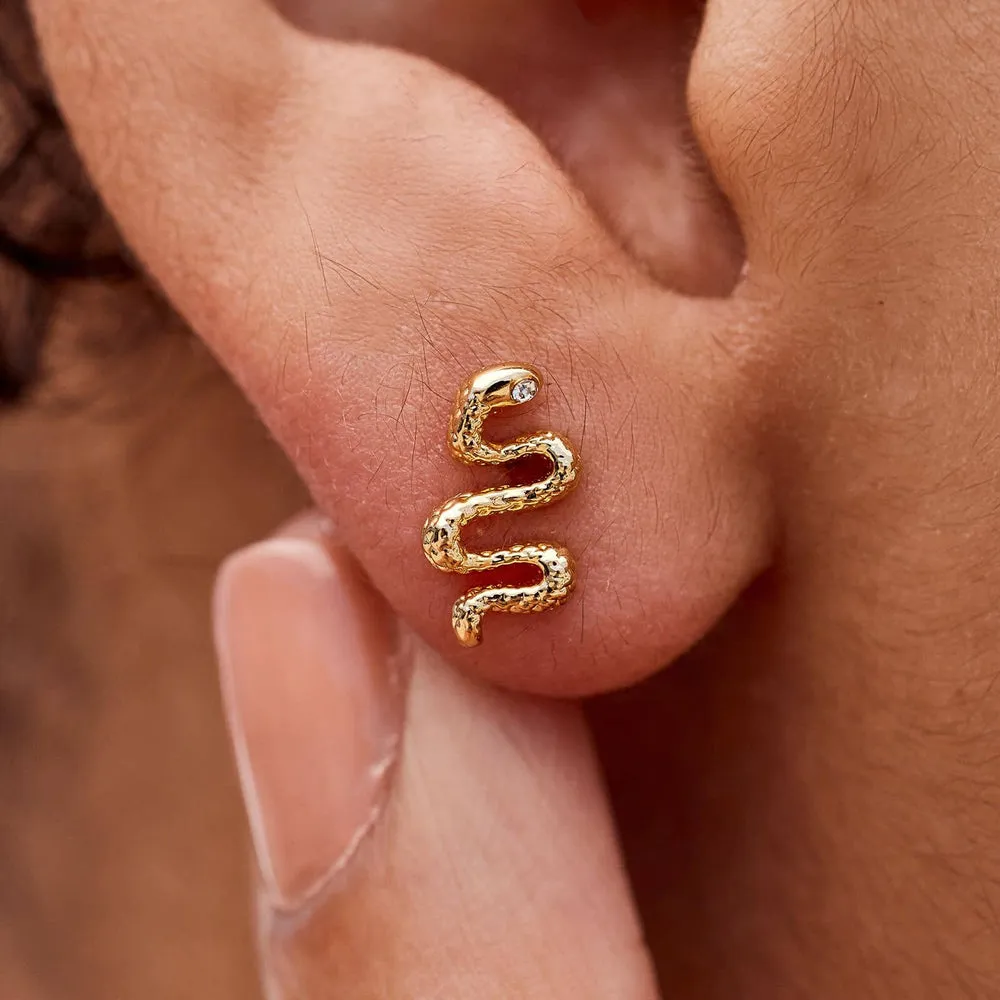 PURA VIDA SNAKE STUD EARRINGS GOLD