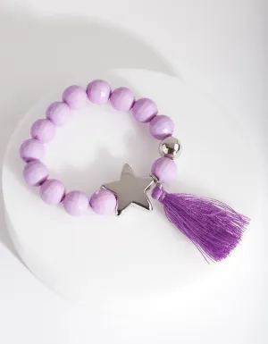 Purple Star Tassel Stretch Bracelet